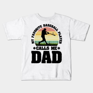 Retro Baseball PLAYER DAD Kids T-Shirt